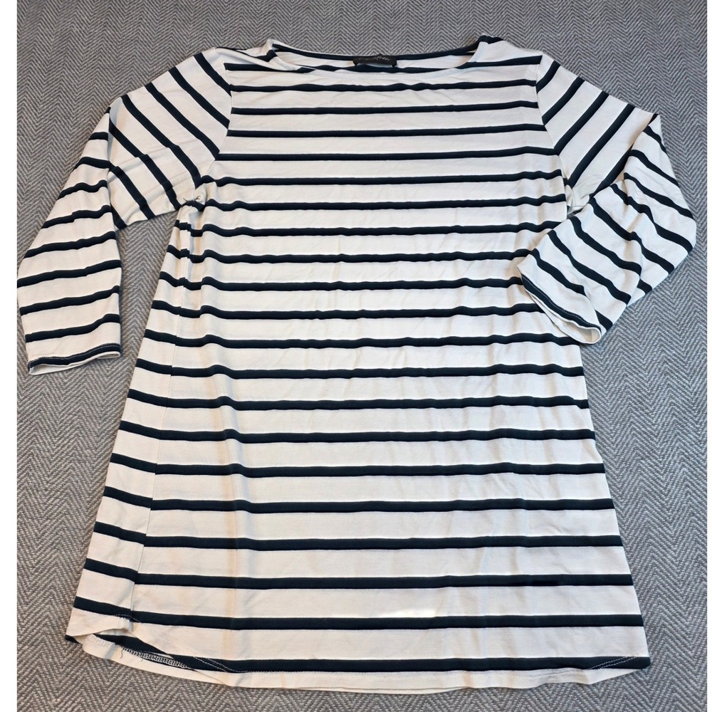 Colette Striped Boat Neck Tunic Top Navy White 3/4 Sleeve WS5937-K48 Mens M
